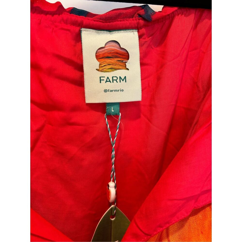 NWT farm rio mixed fruits ocean tiered sleeveless ruffle maxi dress large - Picture 3 of 10